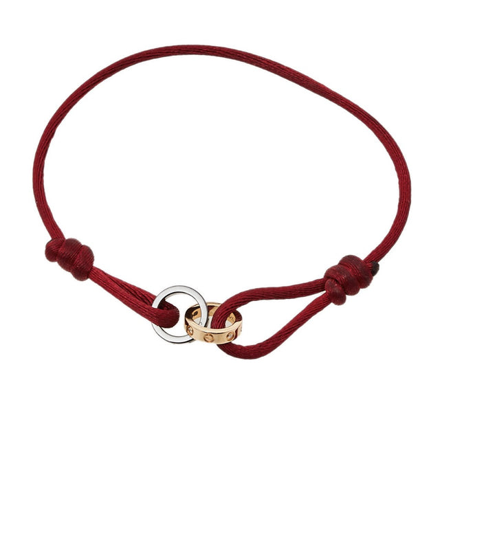 CARTIER LOVE DIAMOND 18K ROSE GOLD &amp; CERAMIC RED CORD BRACELET