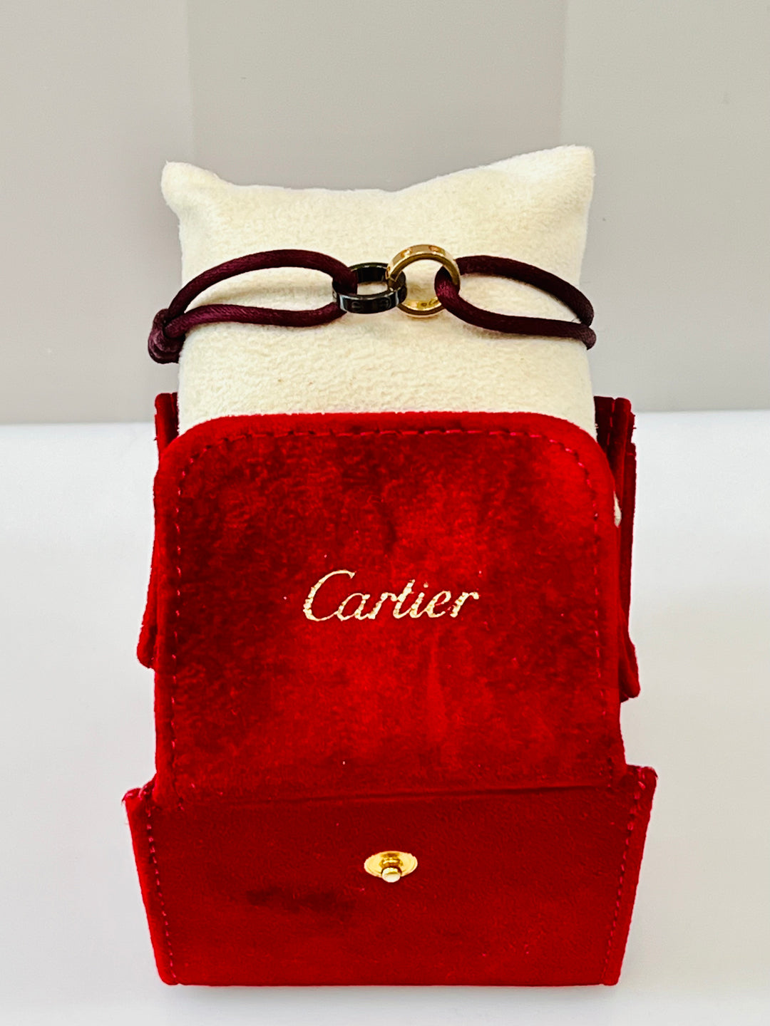 CARTIER LOVE DIAMOND 18K ROSE GOLD &amp; CERAMIC RED CORD BRACELET
