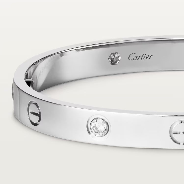 CARTIER 4 DIAMOND 18K WHITE GOLD LOVE BRACELET
