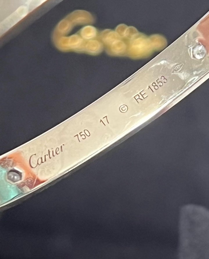 CARTIER 4 DIAMOND 18K WHITE GOLD LOVE BRACELET