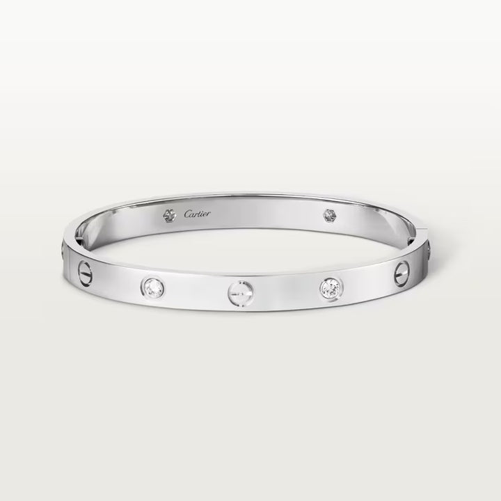 CARTIER 4 DIAMOND 18K WHITE GOLD LOVE BRACELET