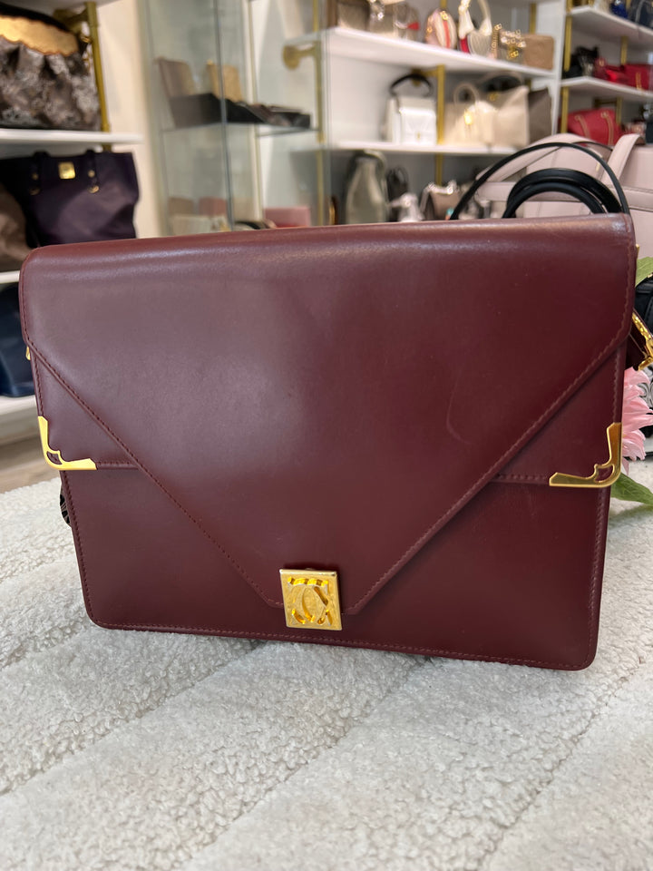 CARTIER MUST DE CARTIER VINTAGE LEATHER SHOULDER BAG BORDEAUX