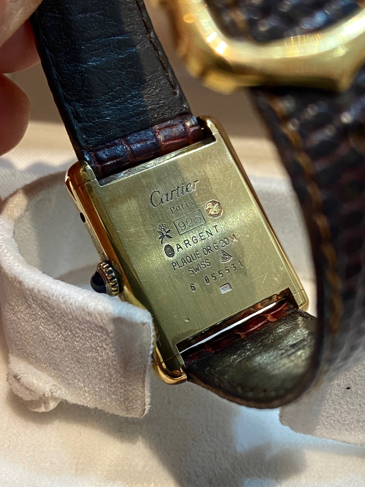 CARTIER VINTAGE MUST DE TANK VERMEIL 18K GOLD PLATED WATCH