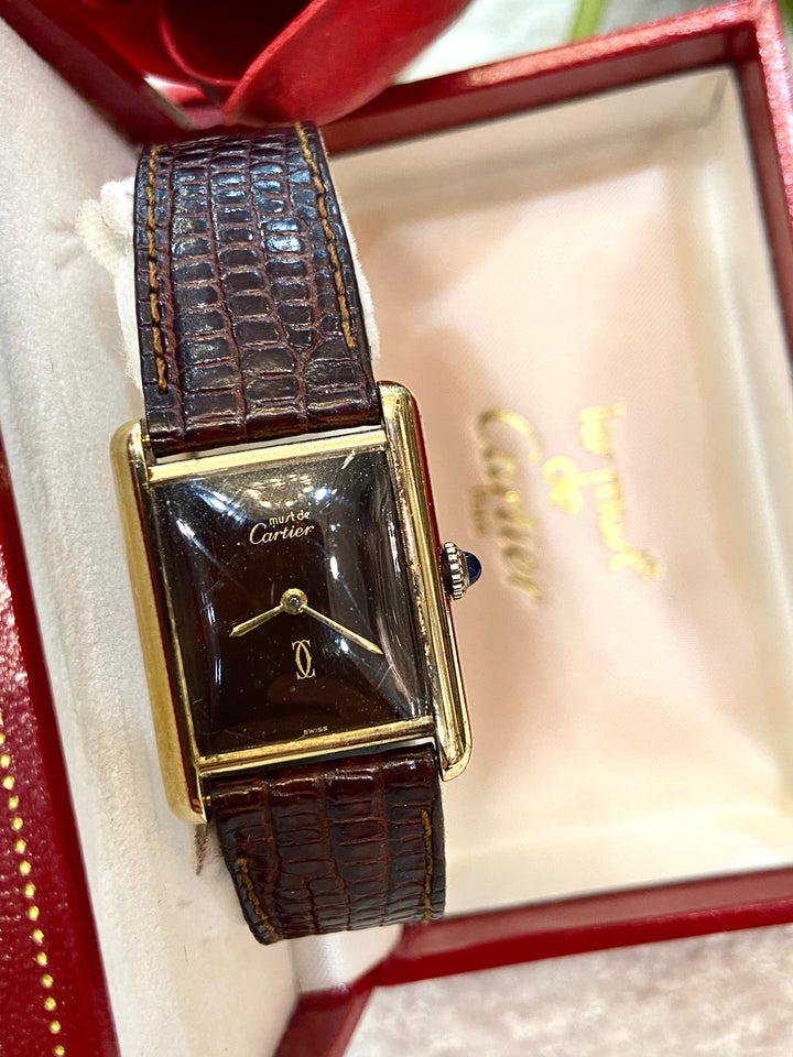 CARTIER VINTAGE MUST DE TANK VERMEIL 18K GOLD PLATED WATCH
