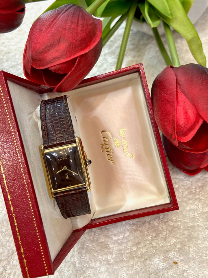CARTIER VINTAGE MUST DE TANK VERMEIL 18K GOLD PLATED WATCH