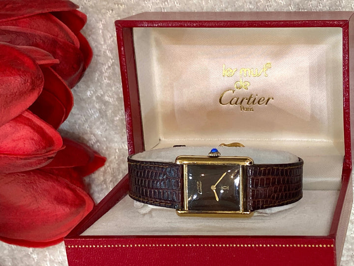 CARTIER VINTAGE MUST DE TANK VERMEIL 18K GOLD PLATED WATCH