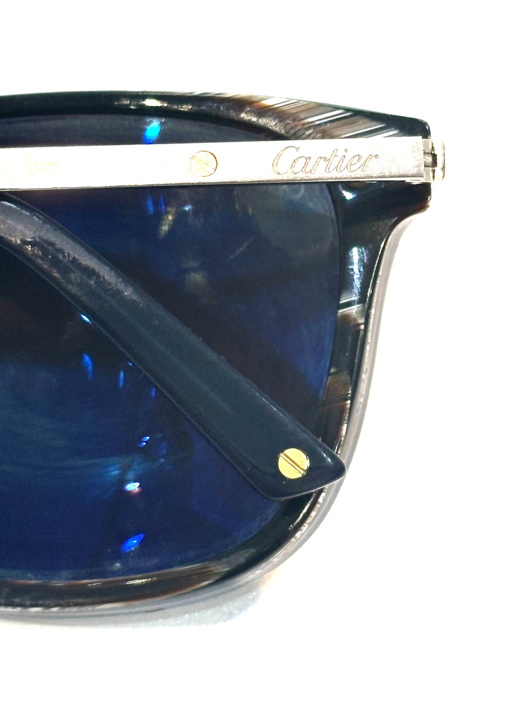 CARTIER SANTOS DE CARTIER ACETATE &amp; PLATINUM SUNGLASSES