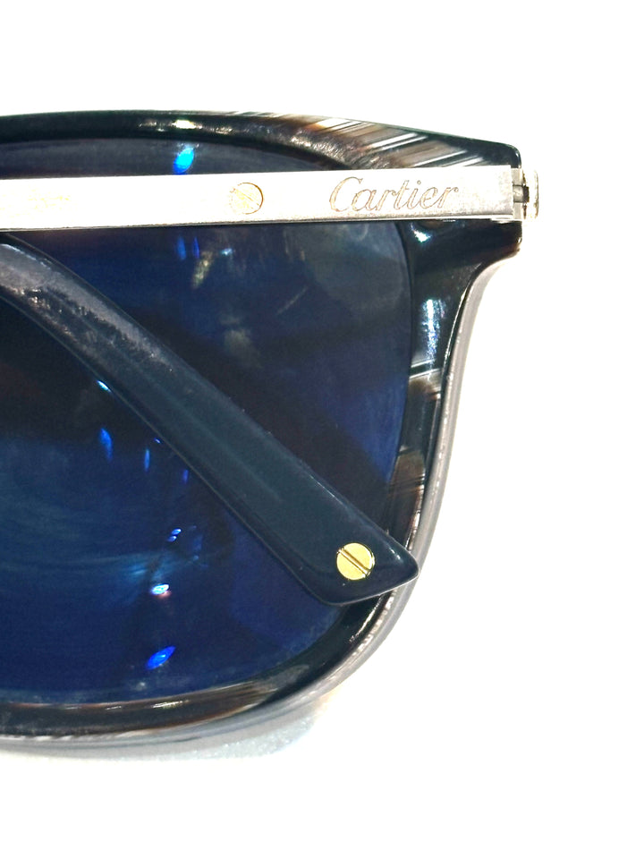 CARTIER SANTOS DE CARTIER ACETATE &amp; PLATINUM SUNGLASSES