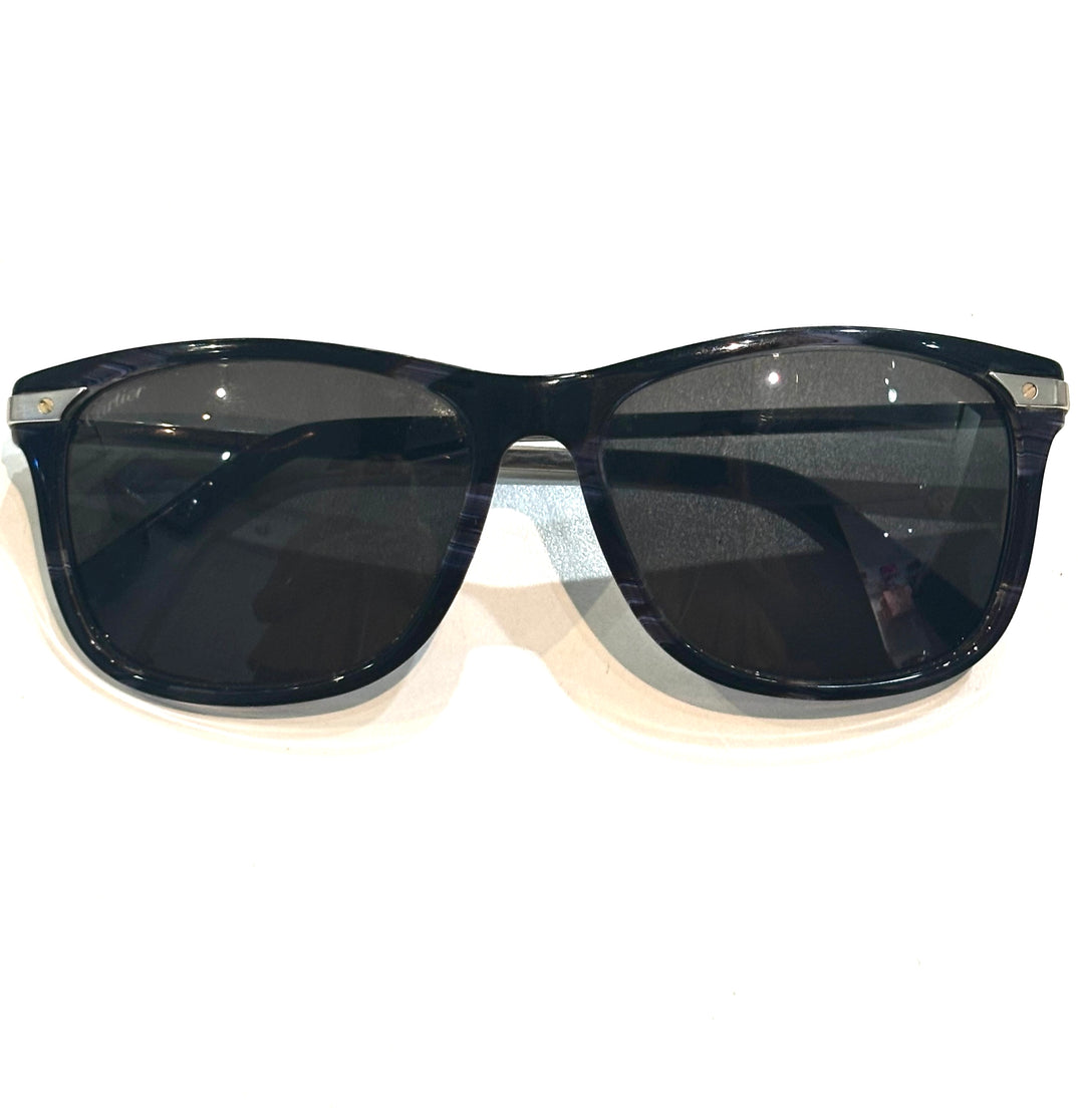 CARTIER SANTOS DE CARTIER ACETATE &amp; PLATINUM SUNGLASSES
