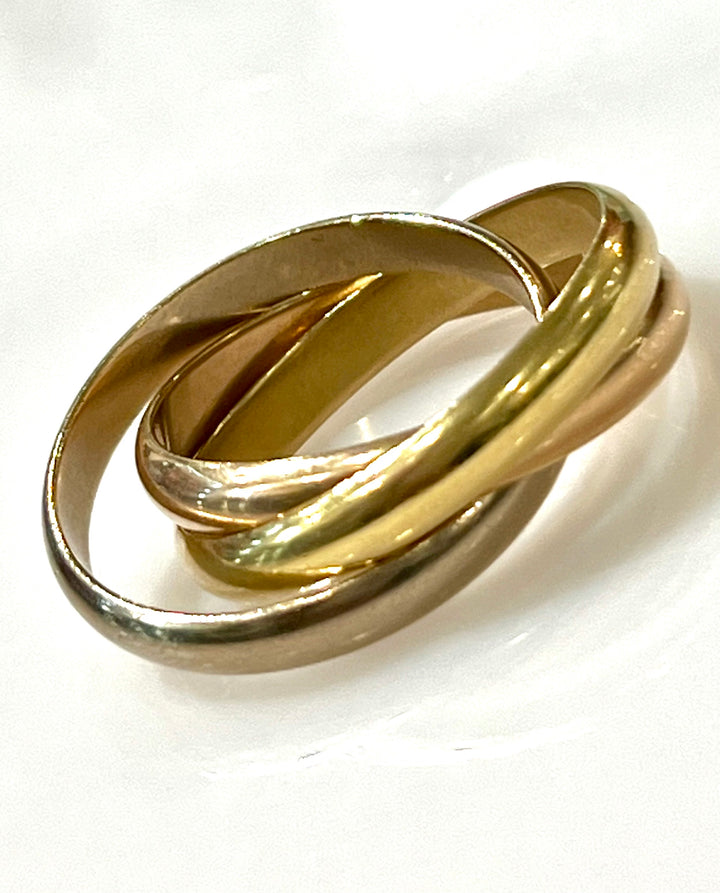 CARTIER TRICOLOR TRINITY 18K GOLD BAND