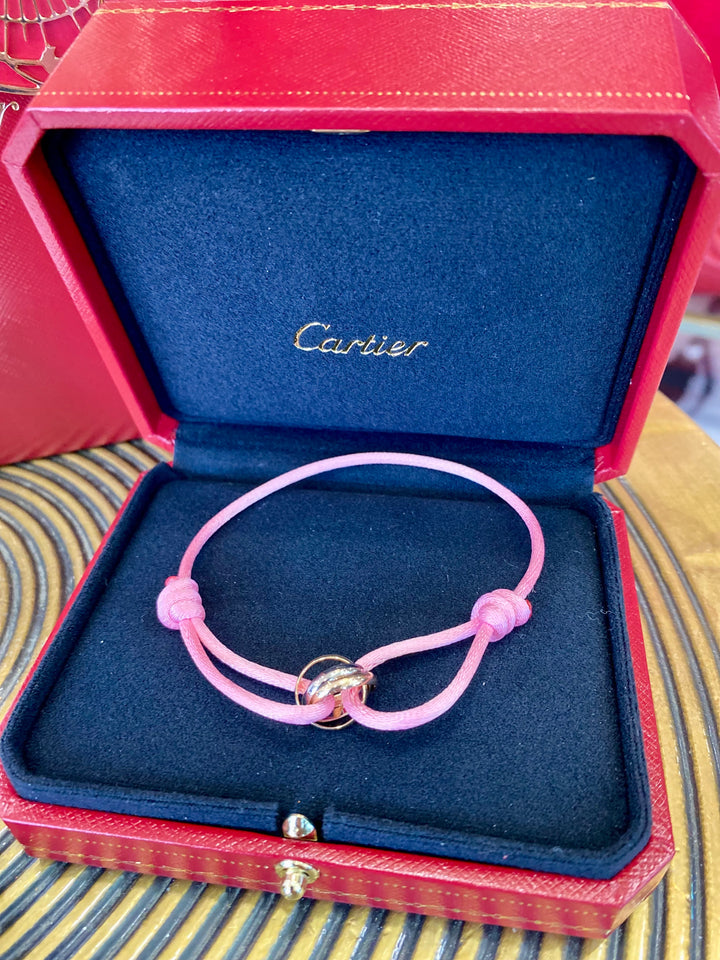 CARTIER TRINITY TRITONE 18K GOLD PINK CORD ADJUSTABLE BRACELET