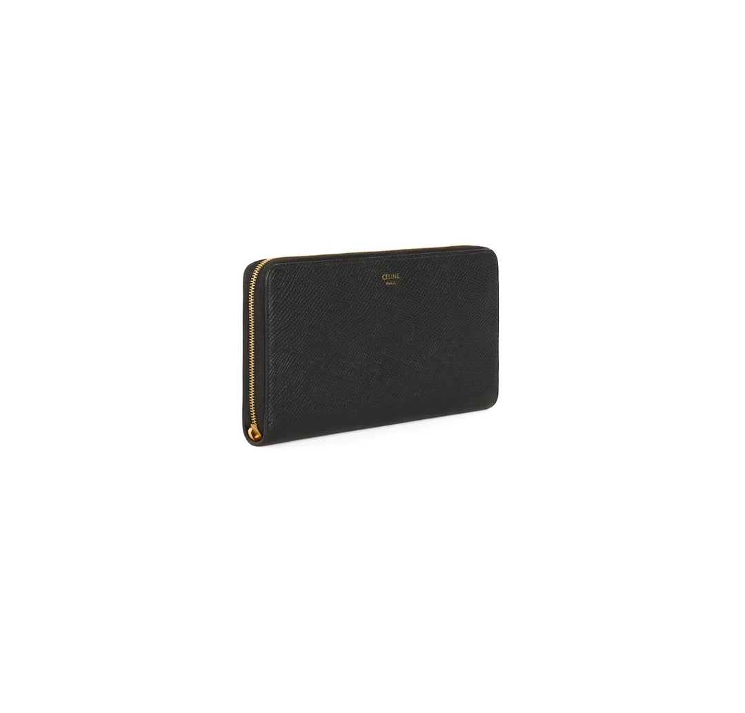CÉLINE GRAINED CALFSKIN LEATHER LARGE ZIP-AROUND WALLET
