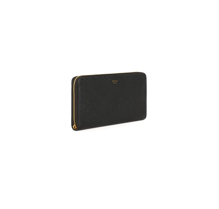 CÉLINE GRAINED CALFSKIN LEATHER LARGE ZIP-AROUND WALLET