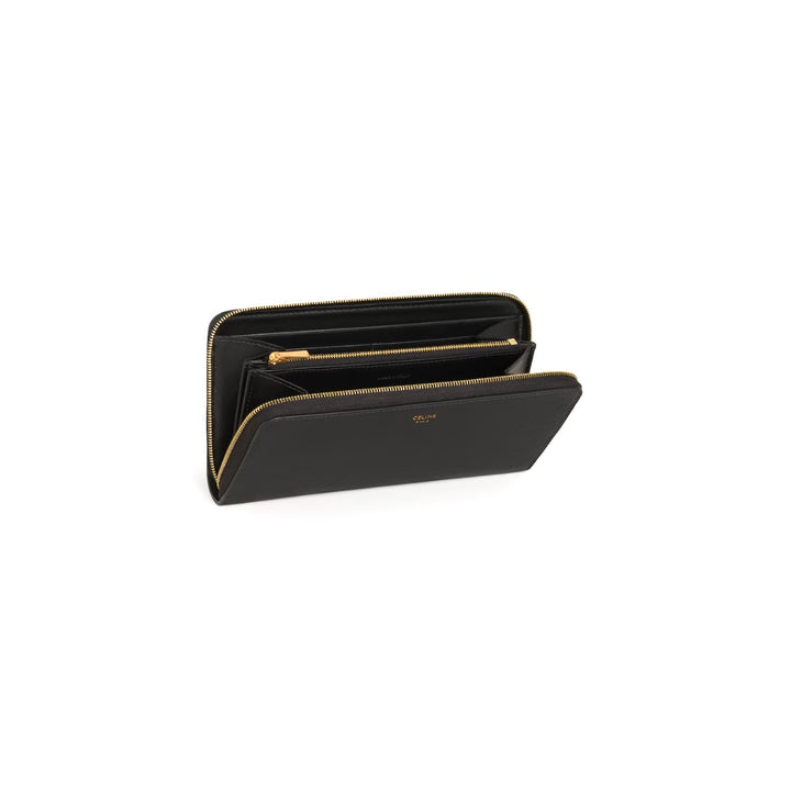 CÉLINE GRAINED CALFSKIN LEATHER LARGE ZIP-AROUND WALLET