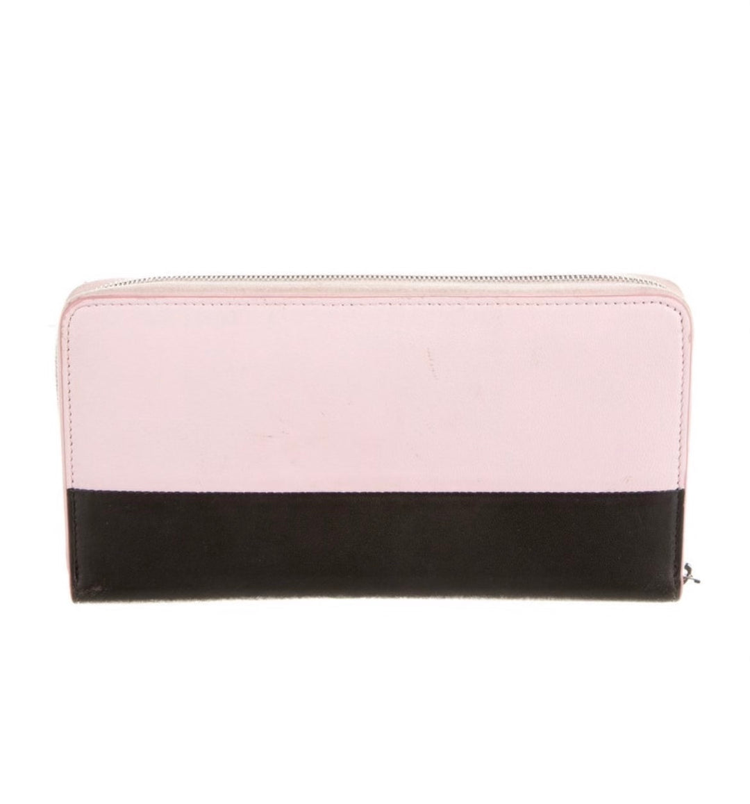 CÉLINE LARGE SOLO TWO-TONE LAMBSKIN LEATHER ZIPPY WALLET