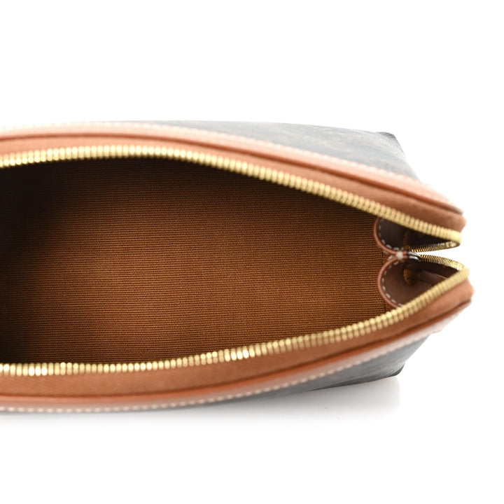 CÉLINE TRIOMPHE CANVAS &amp; CALFSKIN LEATHER SMALL COSMETIC CASE