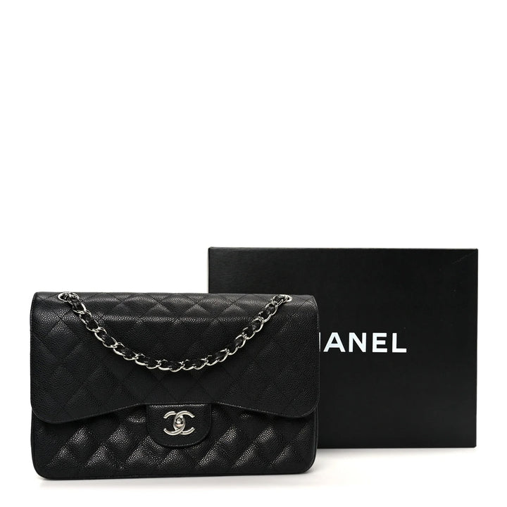 CHANEL CAVIAR QUILTED CLASSIC JUMBO DOUBLE FLAP SHOULDER BAG