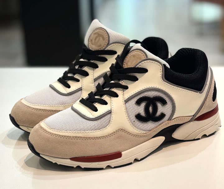 CHANEL 22S SUEDE CALFSKIN MESH MIXED FABRIC CC SNEAKERS