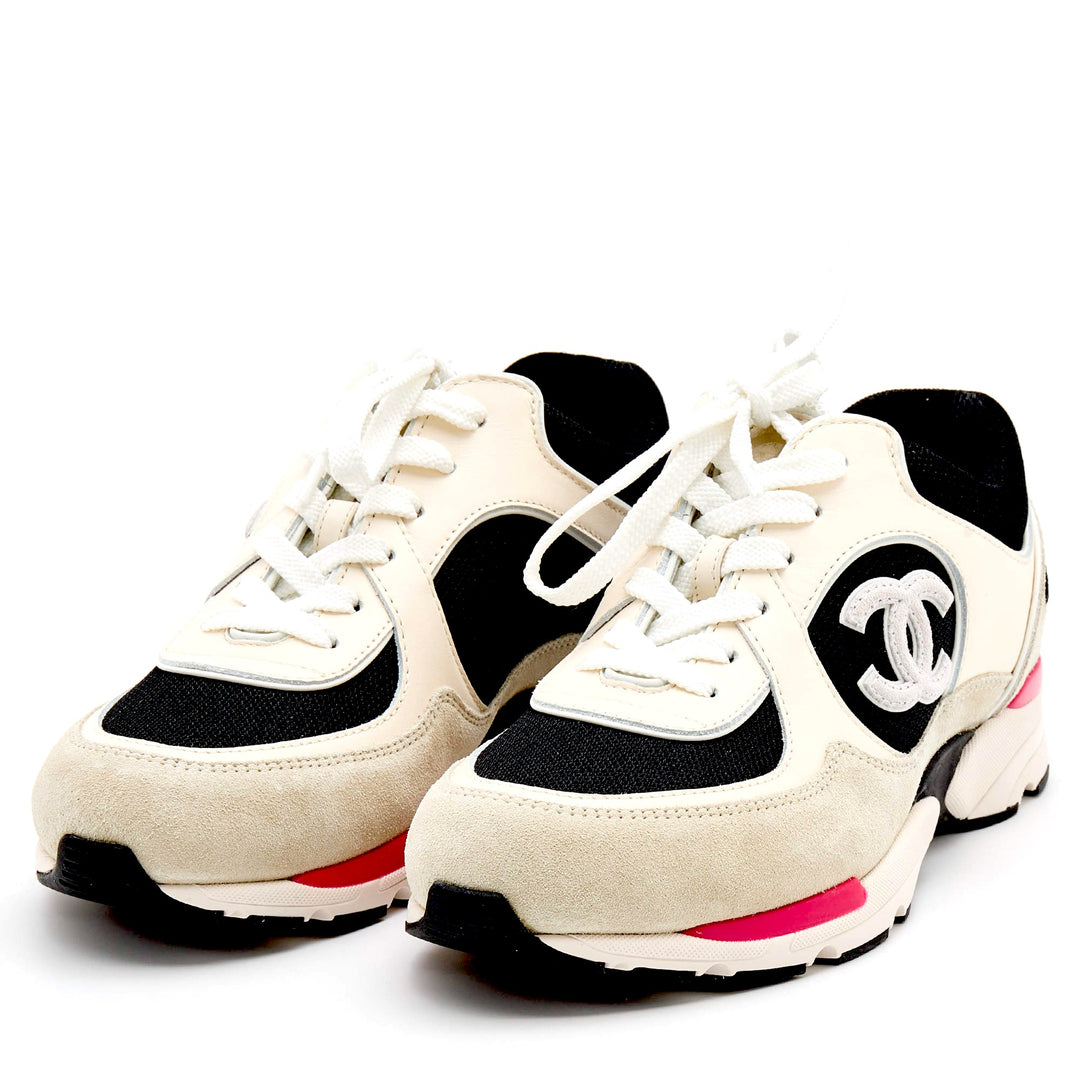CHANEL 22S SUEDE CALFSKIN MESH MIXED FABRIC CC SNEAKERS