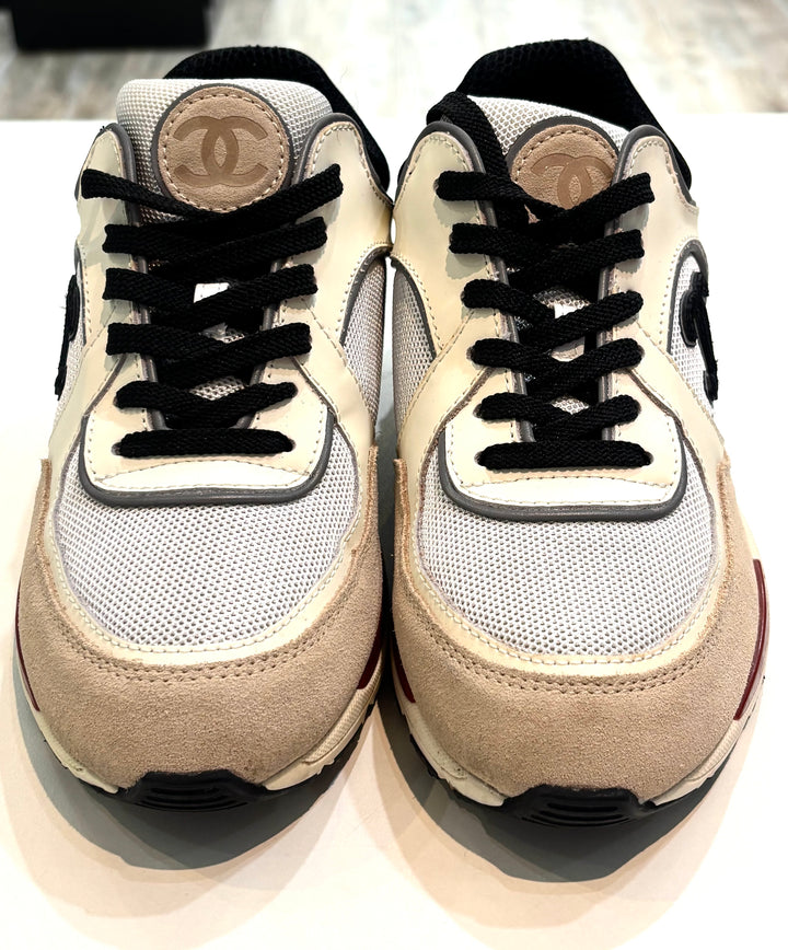 CHANEL 22S SUEDE CALFSKIN MESH MIXED FABRIC CC SNEAKERS