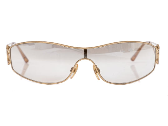CHANEL CC LOGO CRYSTAL SHIELD SUNGLASSES