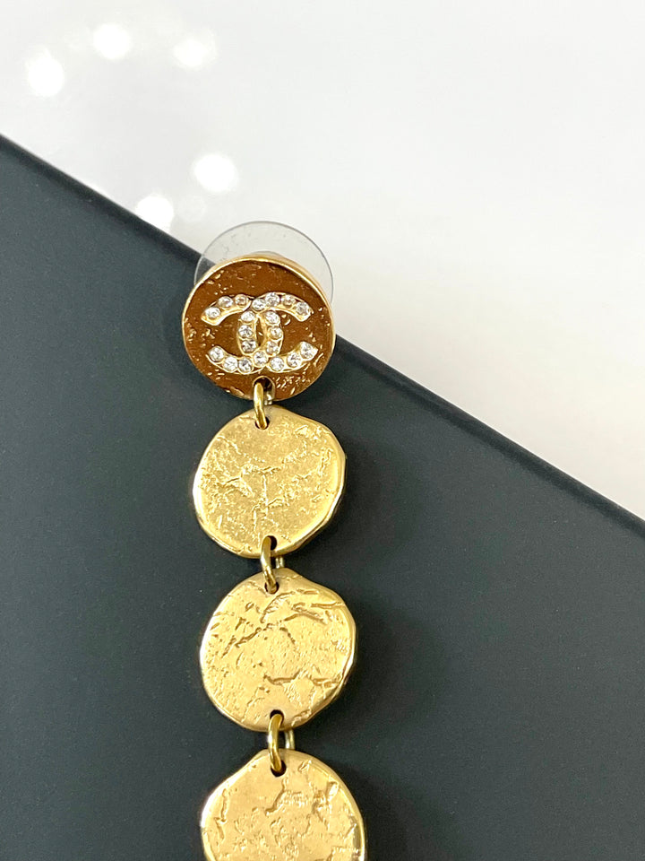 CHANEL ANCIENT EGYPT GOLD-TONE GLASS EARRINGS