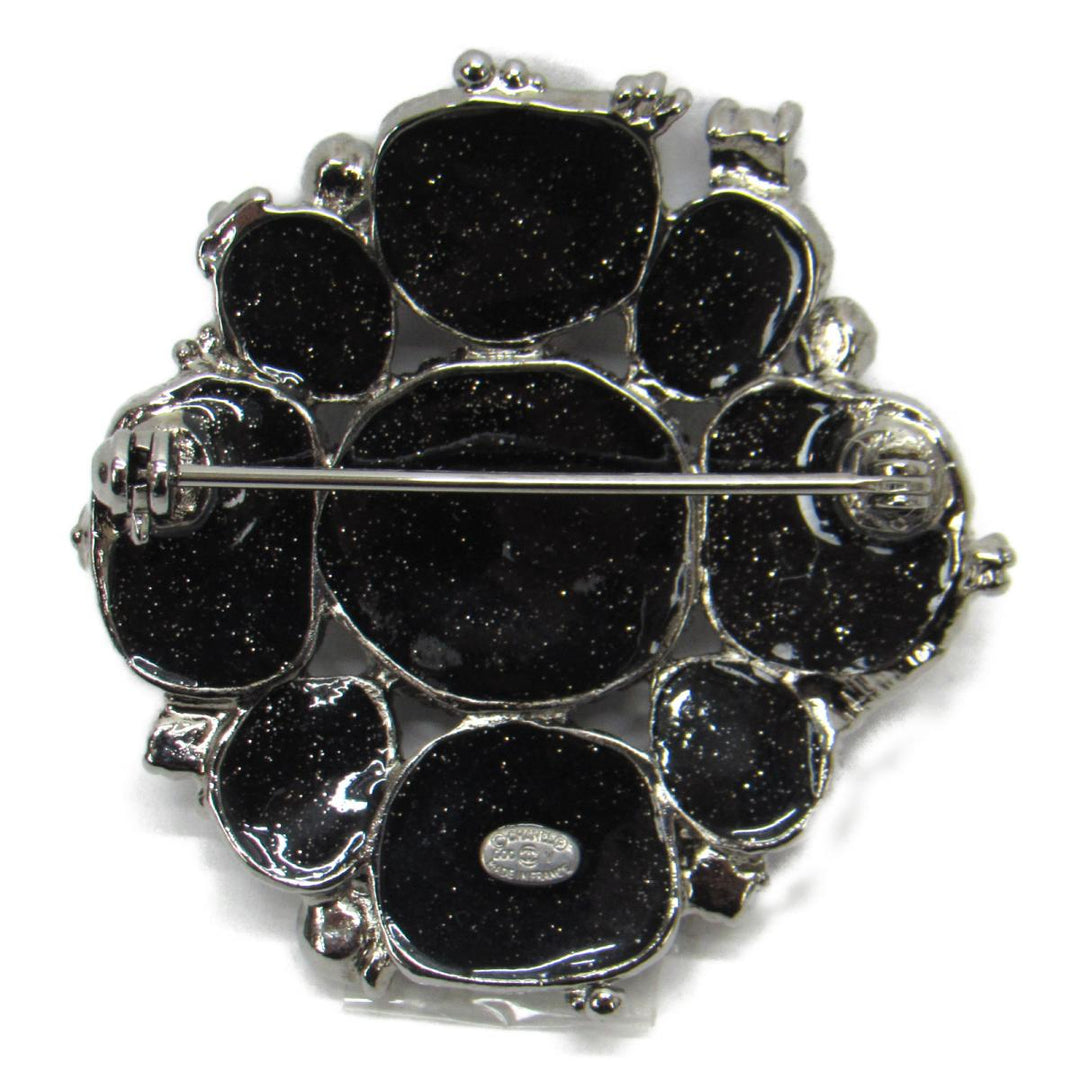 CHANEL BLACK GLITTER GRIPOIX BYZANTINE BROOCH