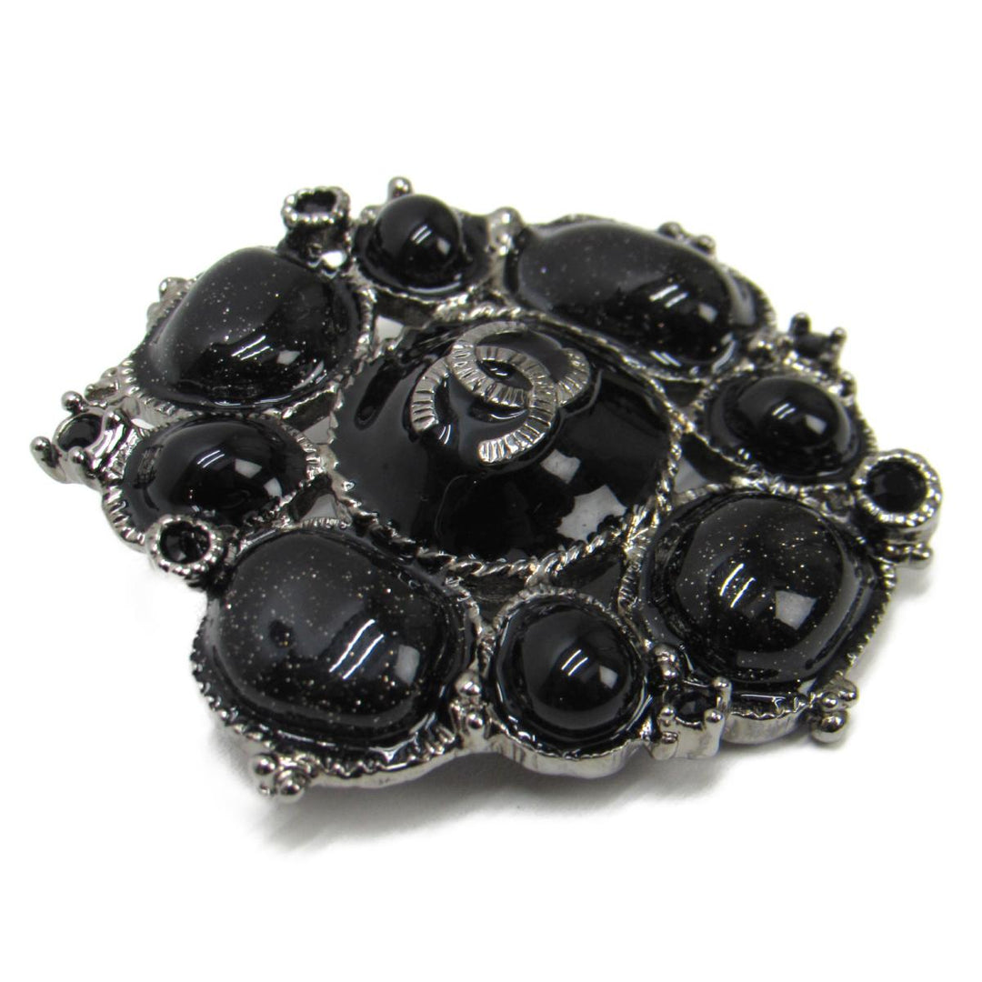 CHANEL BLACK GLITTER GRIPOIX BYZANTINE BROOCH