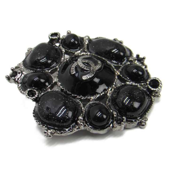 CHANEL BLACK GLITTER GRIPOIX BYZANTINE BROOCH