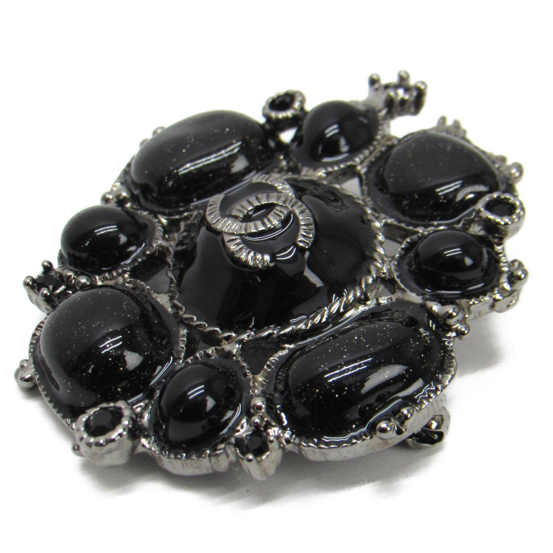 CHANEL BLACK GLITTER GRIPOIX BYZANTINE BROOCH