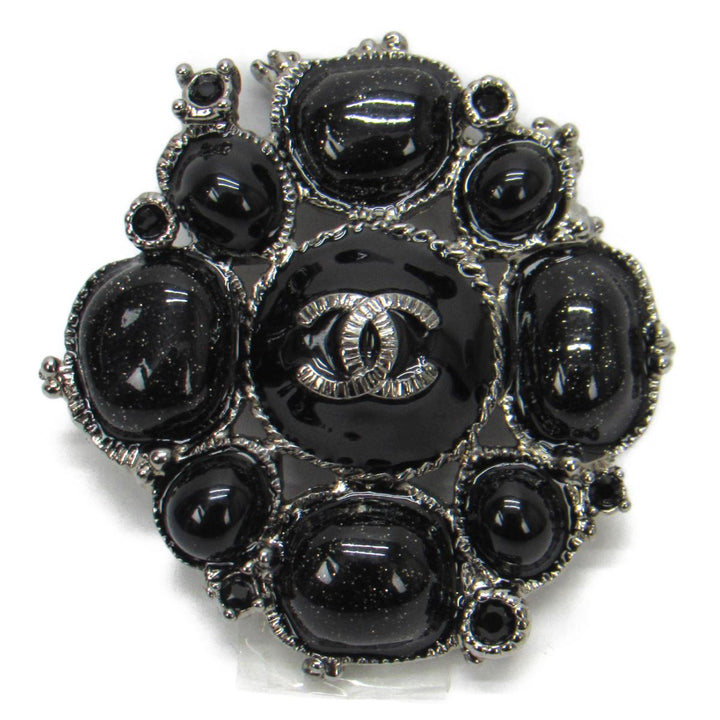 CHANEL BLACK GLITTER GRIPOIX BYZANTINE BROOCH