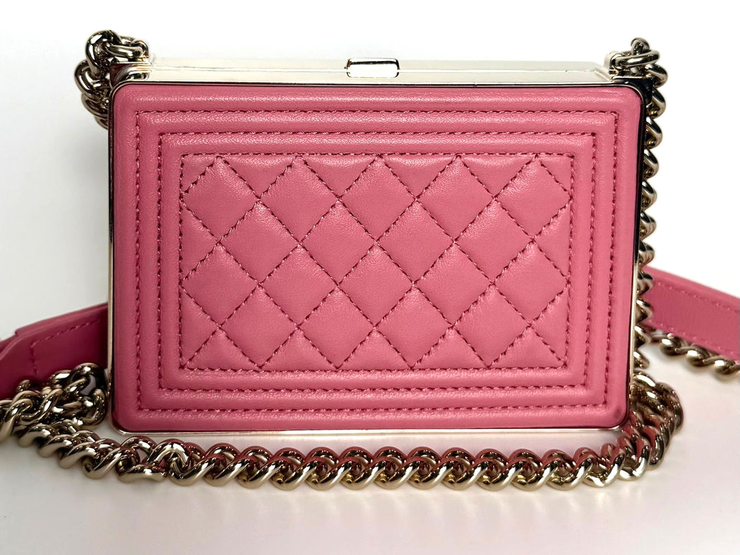 CHANEL BOY MINAUDIÈRE LAMBSKIN LEATHER CLUTCH BAG