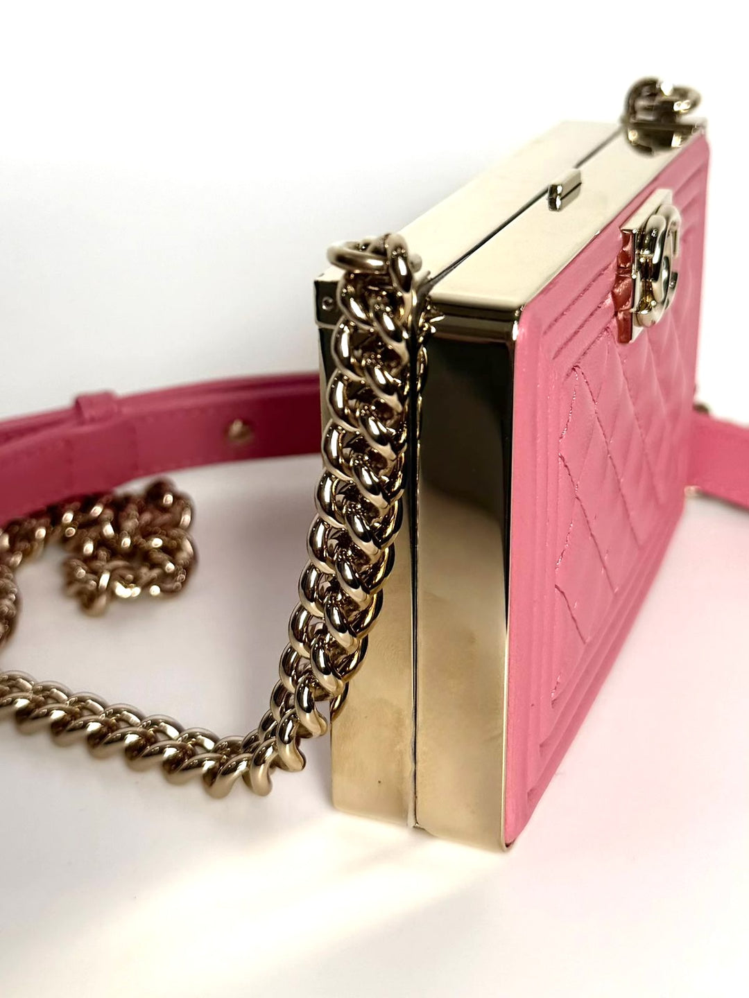 CHANEL BOY MINAUDIÈRE LAMBSKIN LEATHER CLUTCH BAG