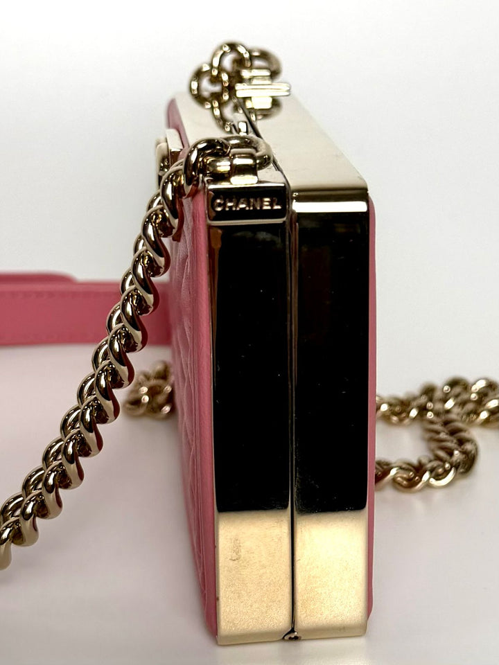 CHANEL BOY MINAUDIÈRE LAMBSKIN LEATHER CLUTCH BAG