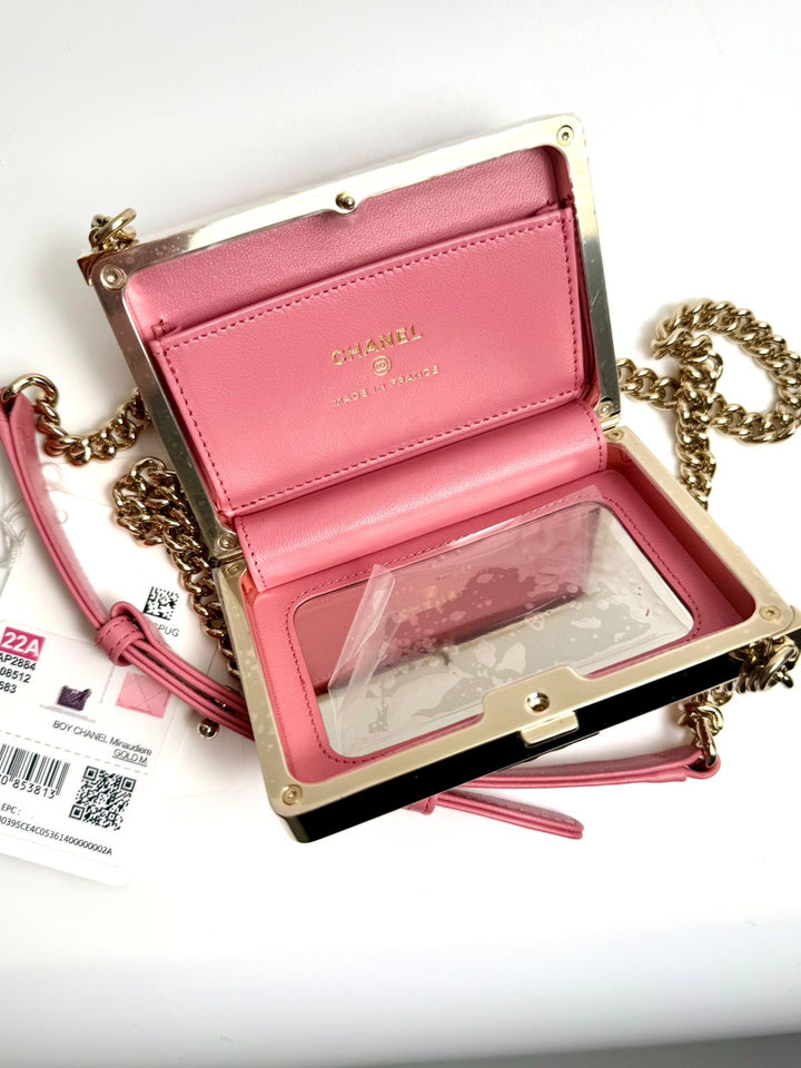 CHANEL BOY MINAUDIÈRE LAMBSKIN LEATHER CLUTCH BAG