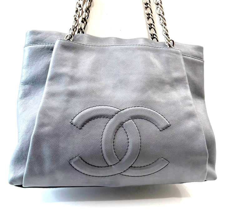 CHANEL CC CAVIAR LEATHER TUCK TOTE BAG