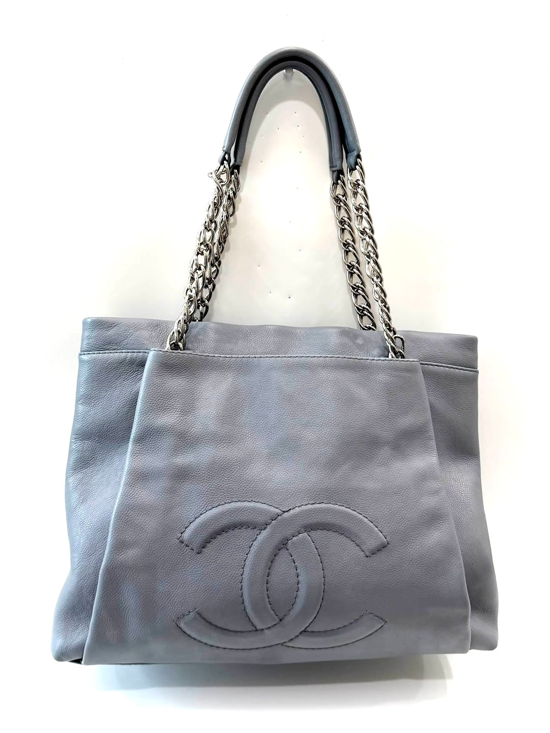 CHANEL CC CAVIAR LEATHER TUCK TOTE BAG