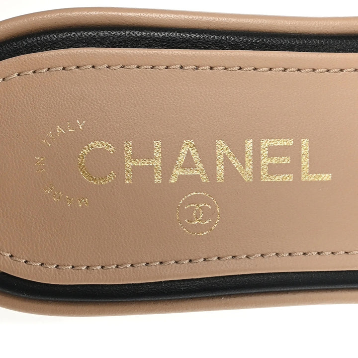 CHANEL CC QUILTED LAMBSKIN LEATHER MULES