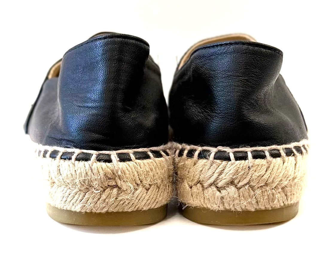 CHANEL CC LOGO LAMBSKIN LEATHER ESPADRILLES