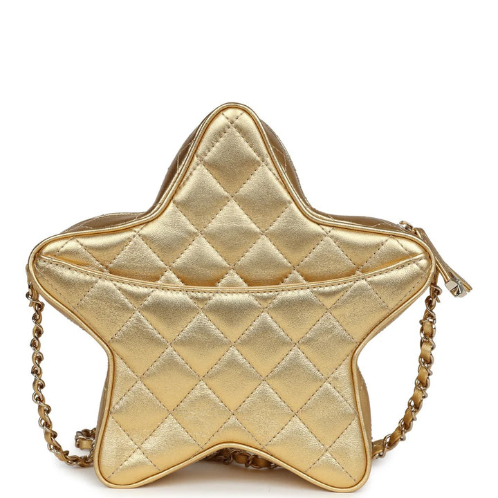 CHANEL CC METALLIC LAMBSKIN QUILTED WALK OF FAME STAR BAG
