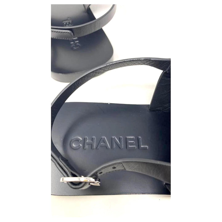 CHANEL CC THONG SLINGBACK SANDALS