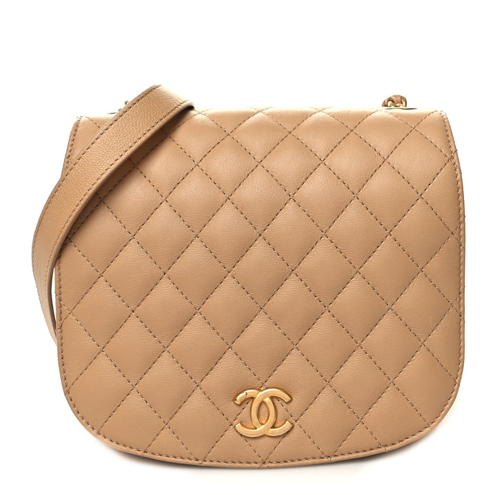 CHANEL CALFSKIN LEATHER QUILTED MESSENGER FLAP BAG