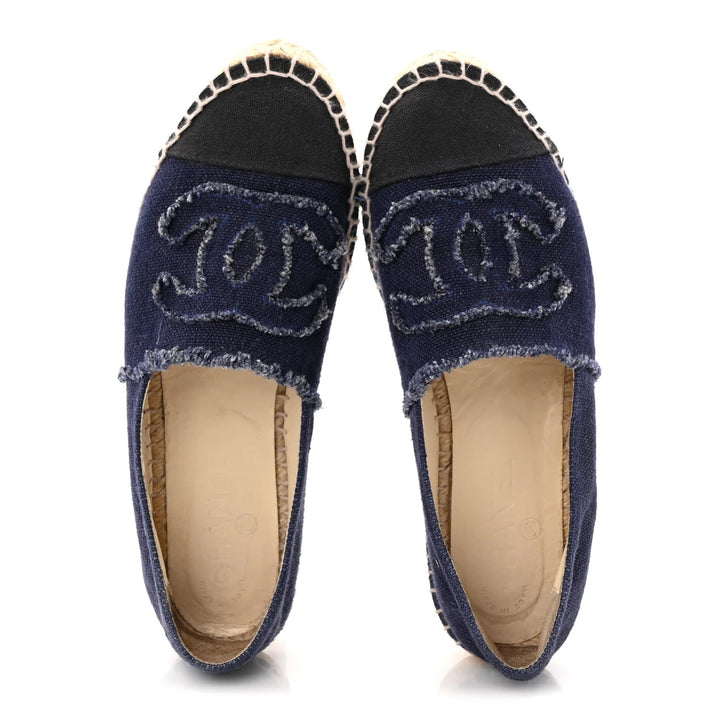 CHANEL CAP-TOE CC LOGO DENIM TOILE ESPADRILLES