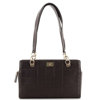 CHANEL VINTAGE QUILTED CAVIAR LEATHER CHOCOLATE BAR TOTE BAG