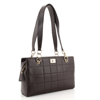 CHANEL VINTAGE QUILTED CAVIAR LEATHER CHOCOLATE BAR TOTE BAG