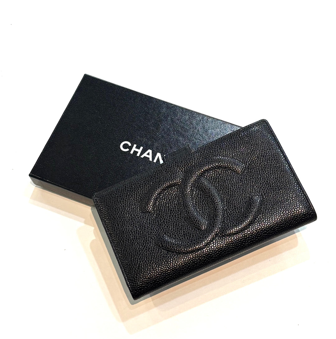 CHANEL CAVIAR LEATHER TIMELESS CC FRENCH WALLET
