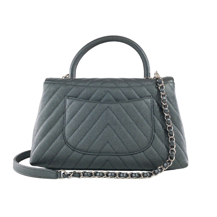 CHANEL CAVIAR METALLIC GRAPHITE MEDIUM COCO HANDBAG