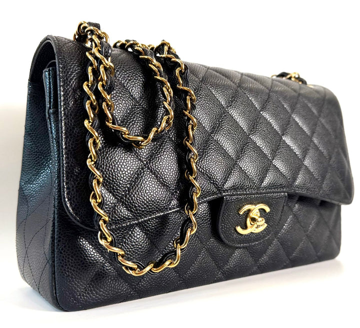 CHANEL CLASSIC CAVIAR QUILTED DOUBLE FLAP LARGE BAG