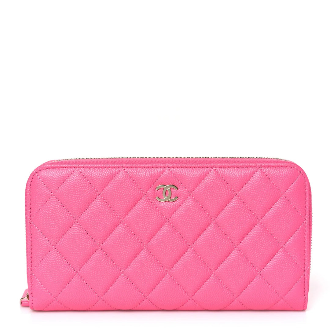 CHANEL CAVIAR QUILTED LARGE GUSSET ZIP AROUND WALLET