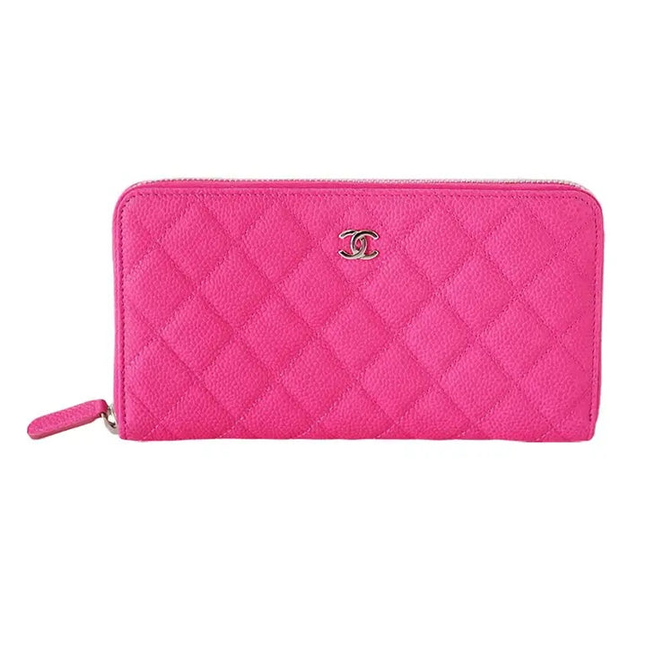 CHANEL CAVIAR QUILTED LARGE GUSSET ZIP AROUND WALLET